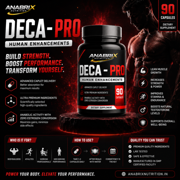 Level up your training with DECA PRO by ANABRIX NUTRITION Advanced support formula designed for serious gym performance and muscle-focused training.